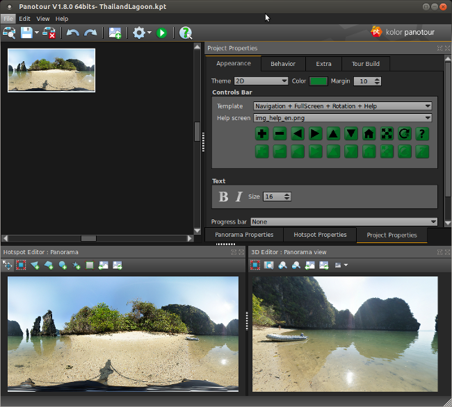 Kolor: Panotour software screenshot