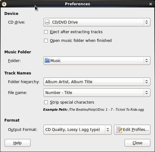 Gnome GUI CD ripping and encoding tool