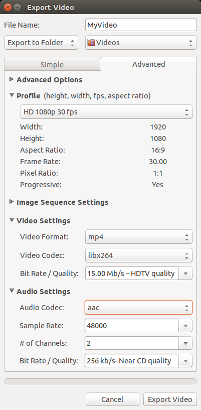 OpenShot Linux video editor Twitter export settings