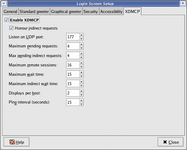 Configuration screen: gdmsetup XDMCP